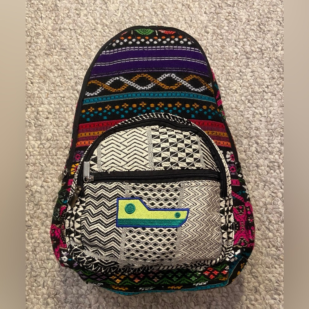 Boho backpack multicolor with black adjustable straps